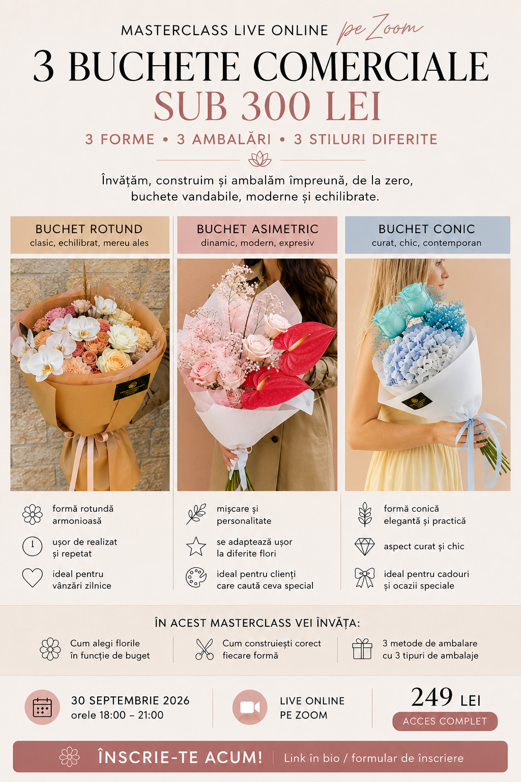 3 buchete până în 300 lei - Minicurs online